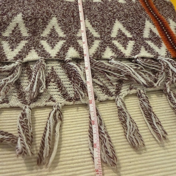 Shrinking Violet Zigzag Hooded Poncho - Brown, Cream, and Orange L - Picture 3 of 7